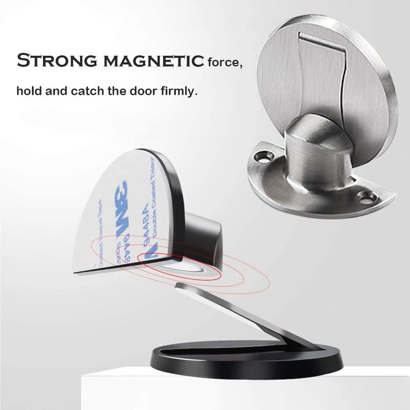 KOLAKO Magnetic Door Stop,Magnetic Door Stopper Brushed Satin Nickel,Floor Metal Magnetic Door Catch Invisible Door Holder with Adhesive,Stainless Steel Heavy Duty Silver Doorstop - Image 4